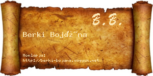 Berki Bojána névjegykártya
